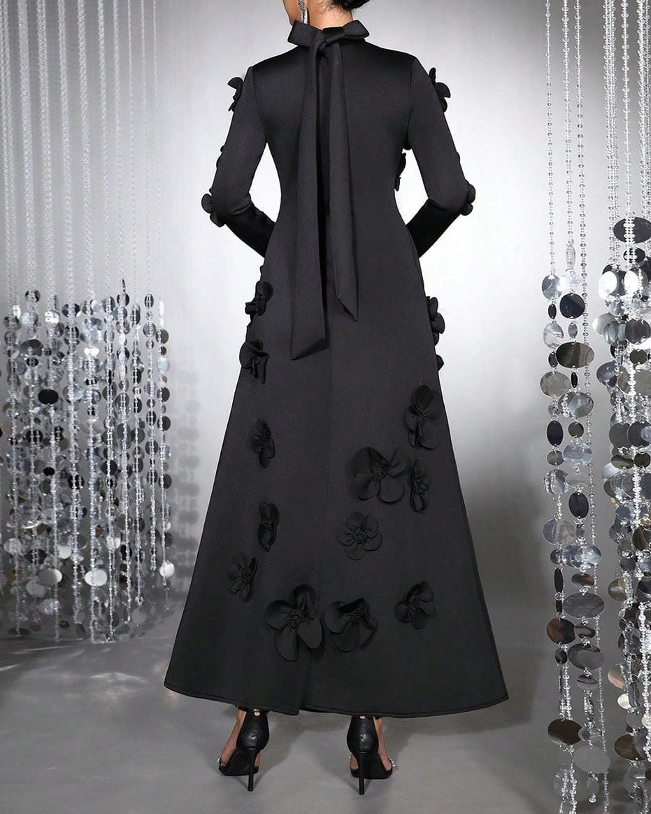 Robe sirène à manches longues avec plis latéraux - Seran 