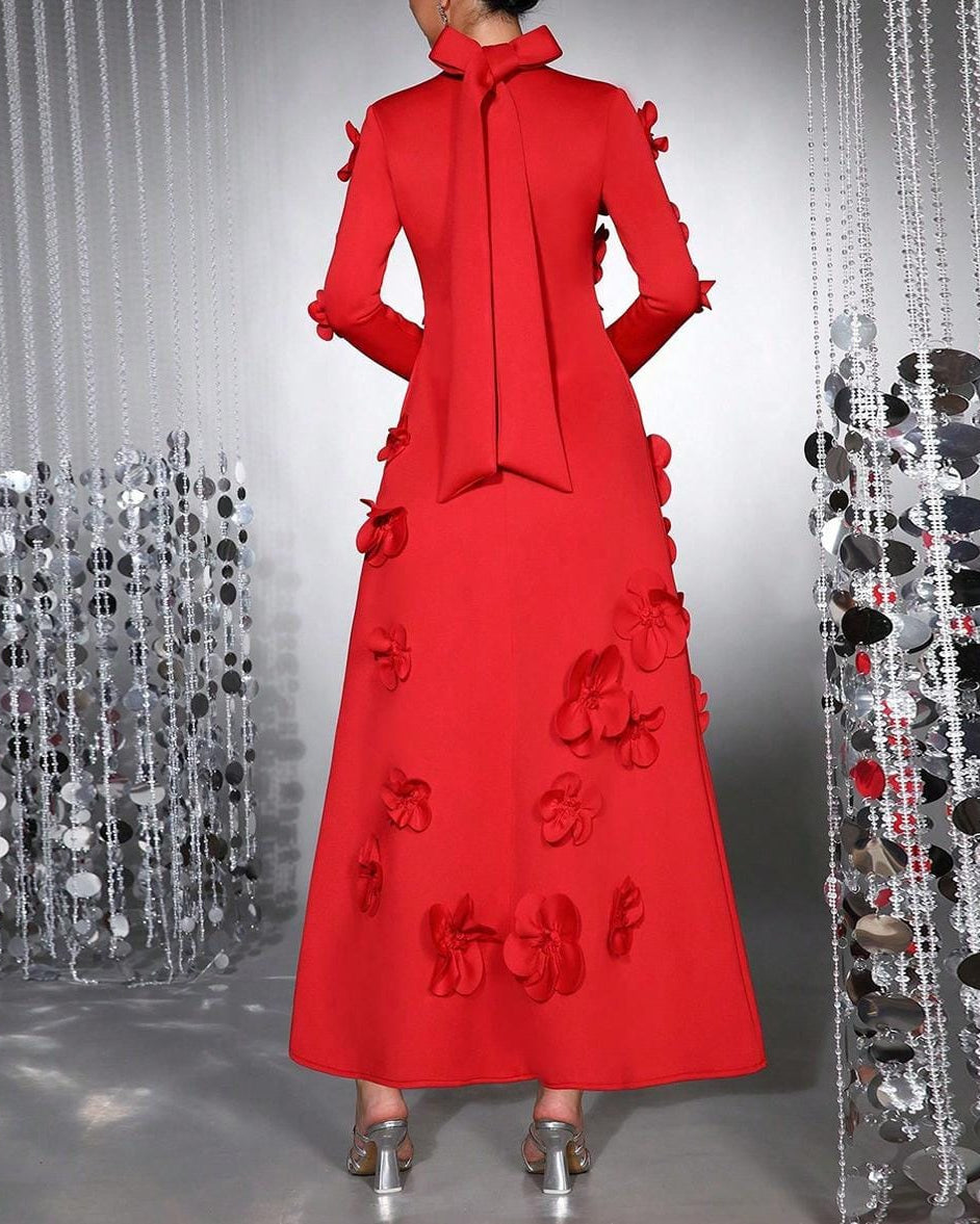 Robe sirène à manches longues avec plis latéraux - Seran 