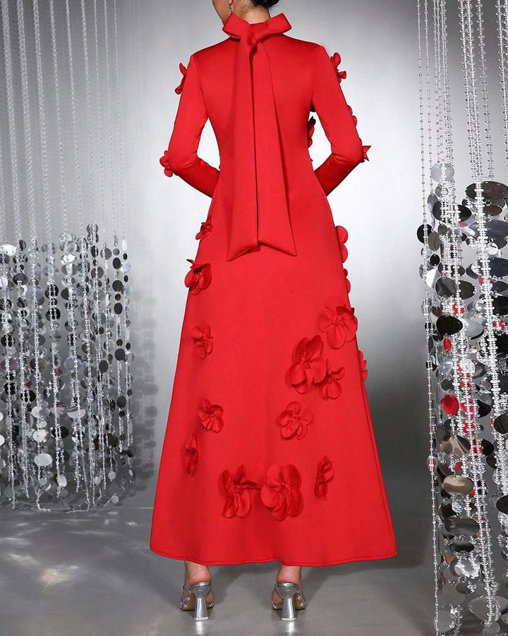 Robe sirène à manches longues avec plis latéraux - Seran 