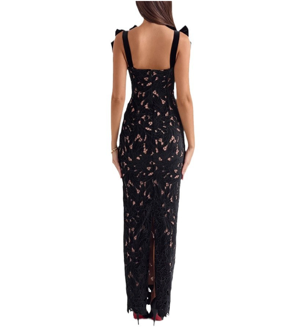 Bow-Strap Lace Evening Gown – ÉLÉGANCE