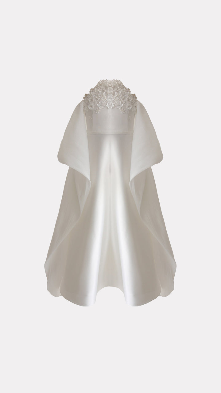 Halter Neck Maxi Dress with Sculpted Chiffon Sleeves – ELYSIA