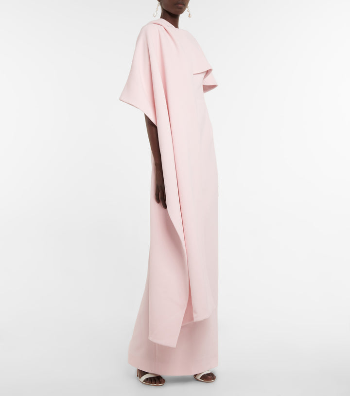 cape-shoulder gown with back slit – OCEANE