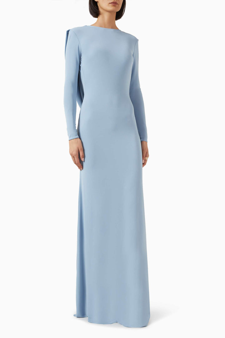 long-sleeve minimalist column gown – SERENITY