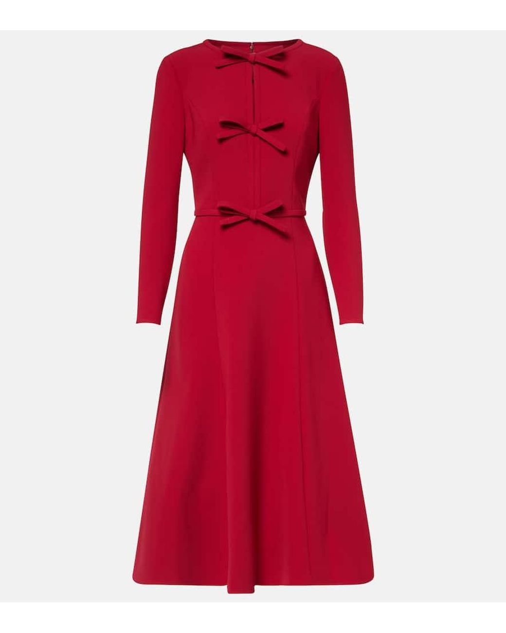 long-sleeve midi dress with bow accents – VERENA