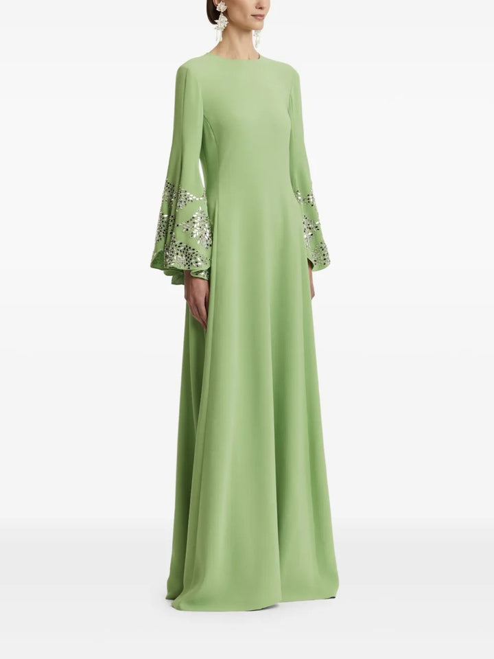 long-sleeve gown with embellished flared cuffs – LARINE