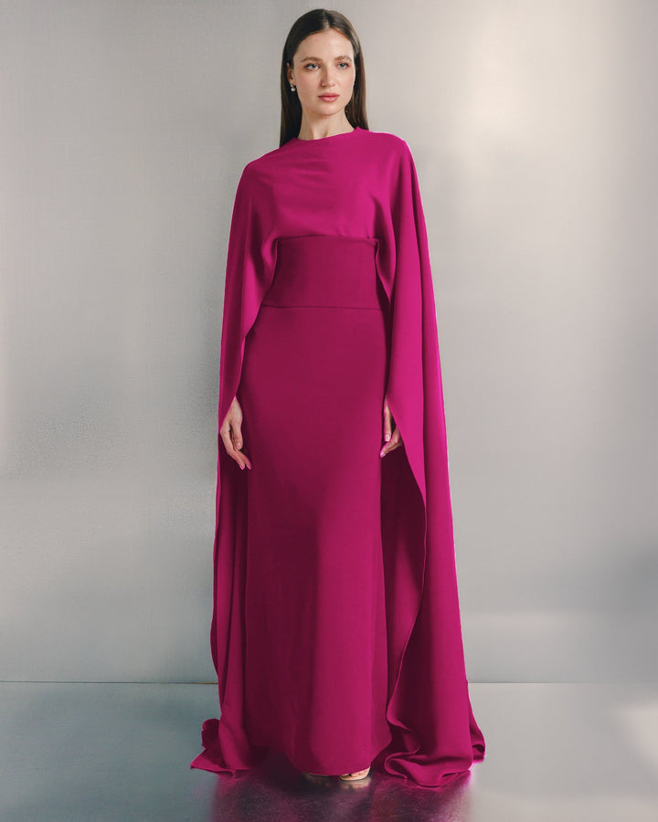 فستان سهرة عمودي بأكمام واسعة – كريمسونا