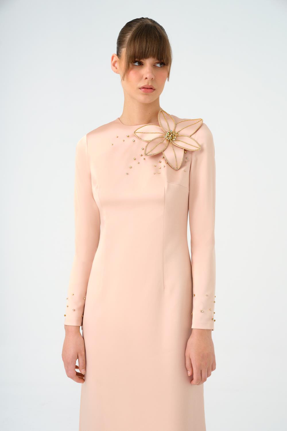 long-sleeve embellished floral evening gown – NOIRELLE