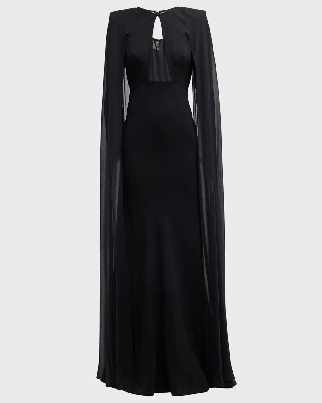 sheer-panel cape gown – LUMINA