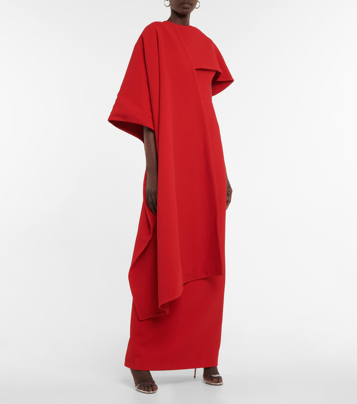 cape-shoulder gown with back slit – OCEANE
