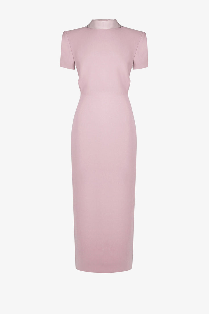 structured midi dress with high neckline – AURELIA