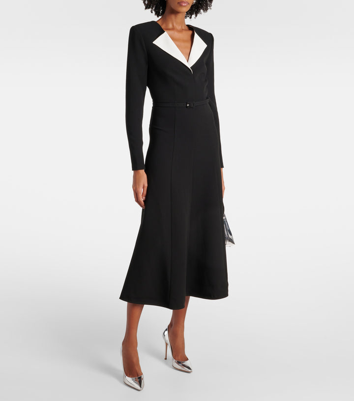 tailored midi dress with contrast lapel – MONIQUE