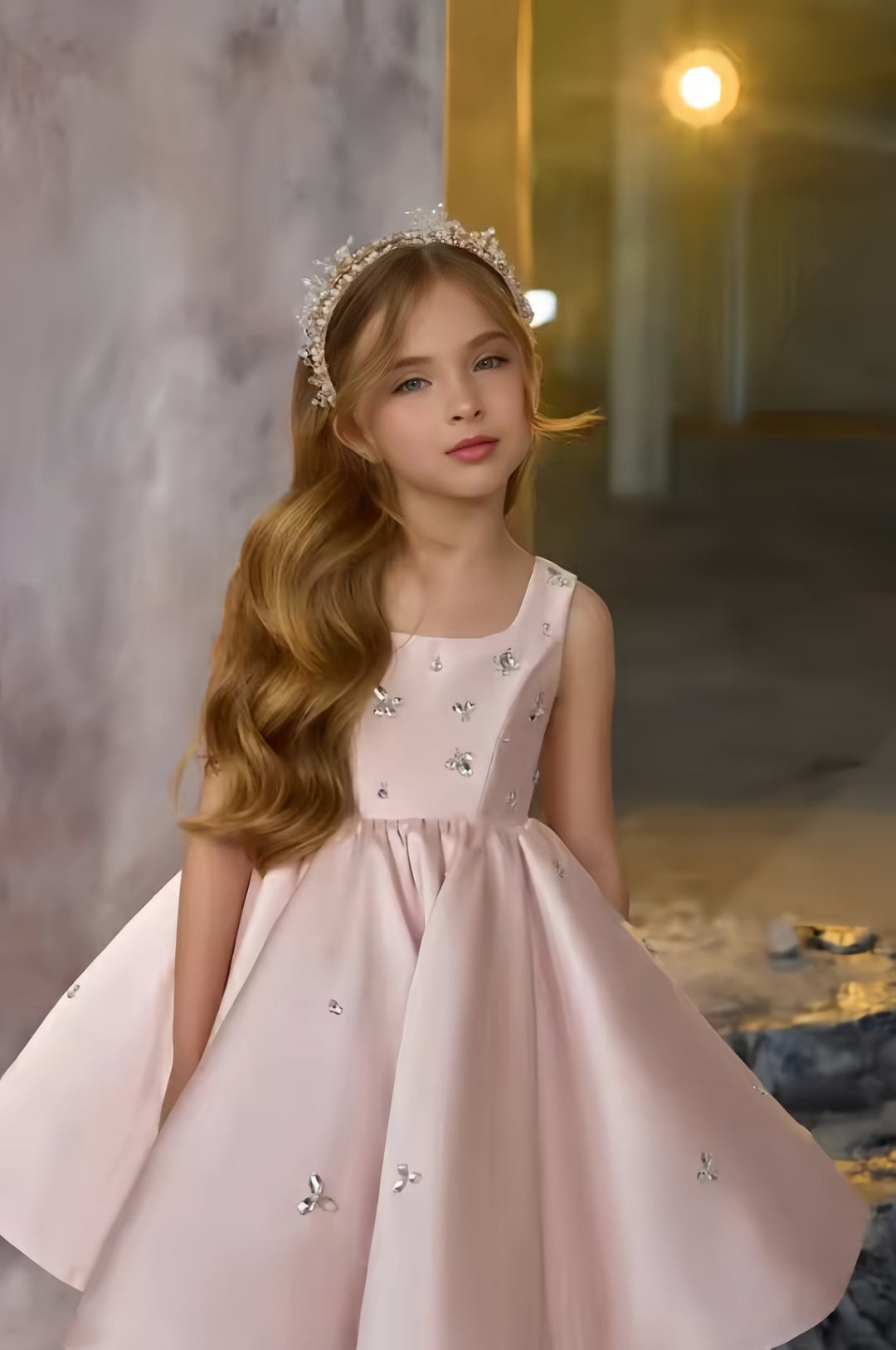 Sleeveless Flared Party Dress with Crystal Embellishments – LUMINA