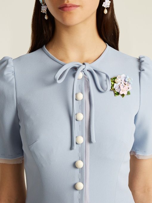 bow-tie midi dress with pearl buttons – ELIIRA