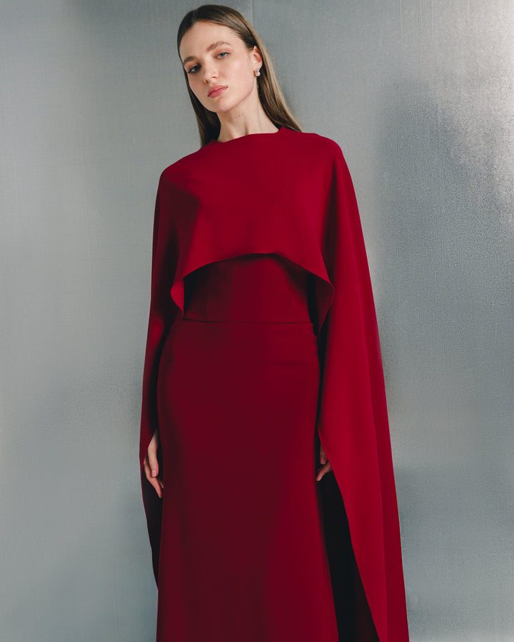 فستان سهرة عمودي بأكمام واسعة – كريمسونا