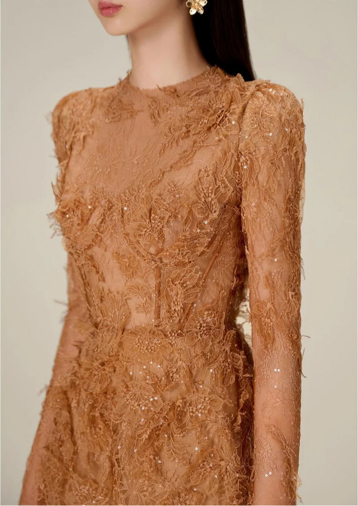 Geplooide top met uitlopende mouwen en maxi-rok set met tailleband – Rosiny 