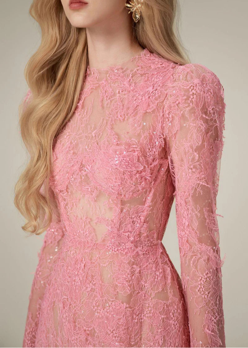 Geplooide top met uitlopende mouwen en maxi-rok set met tailleband – Rosiny 