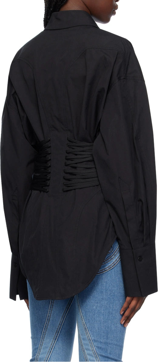 long-sleeve white shirt with ruched corset waist – ESME