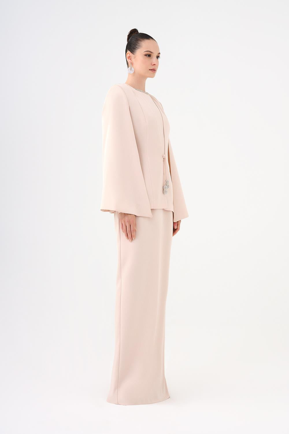 structured long jacket with column dress – LUMIÈRE