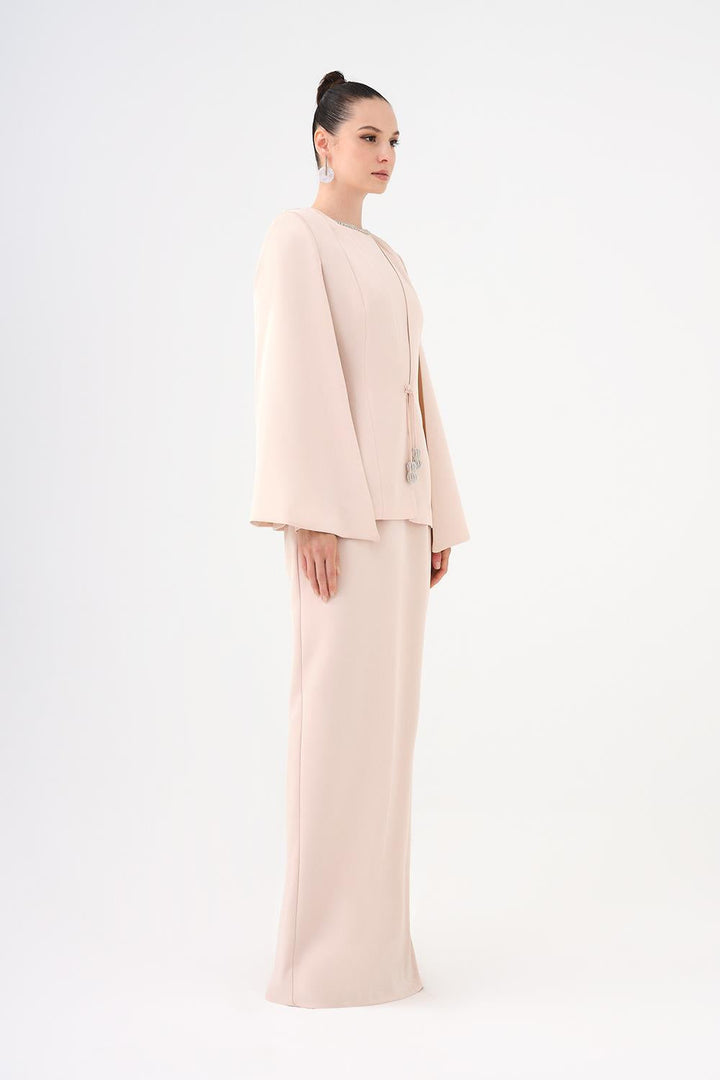 structured long jacket with column dress – LUMIÈRE