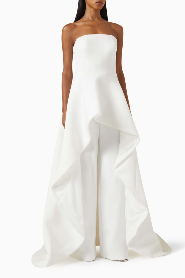 strapless draped overskirt jumpsuit – IVORYM