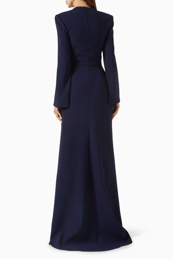 فستان منظم بفتحة مزينة بالترتر – منتصف الليل