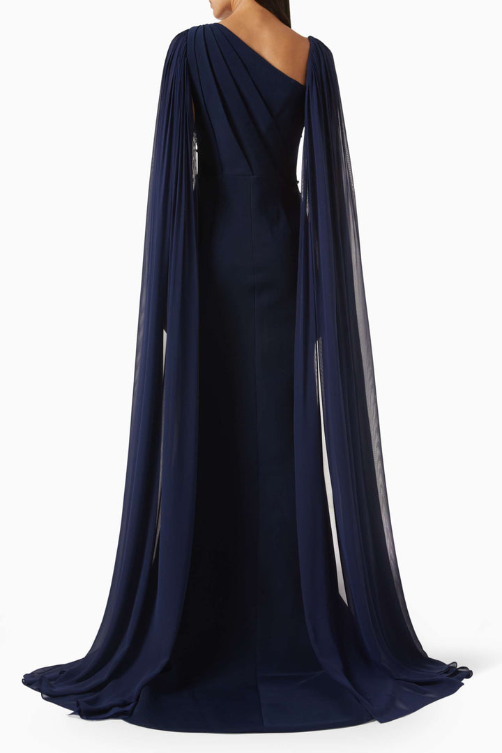 فستان مزين بكتف واحد مع عباءة من الشيفون – سيرينا