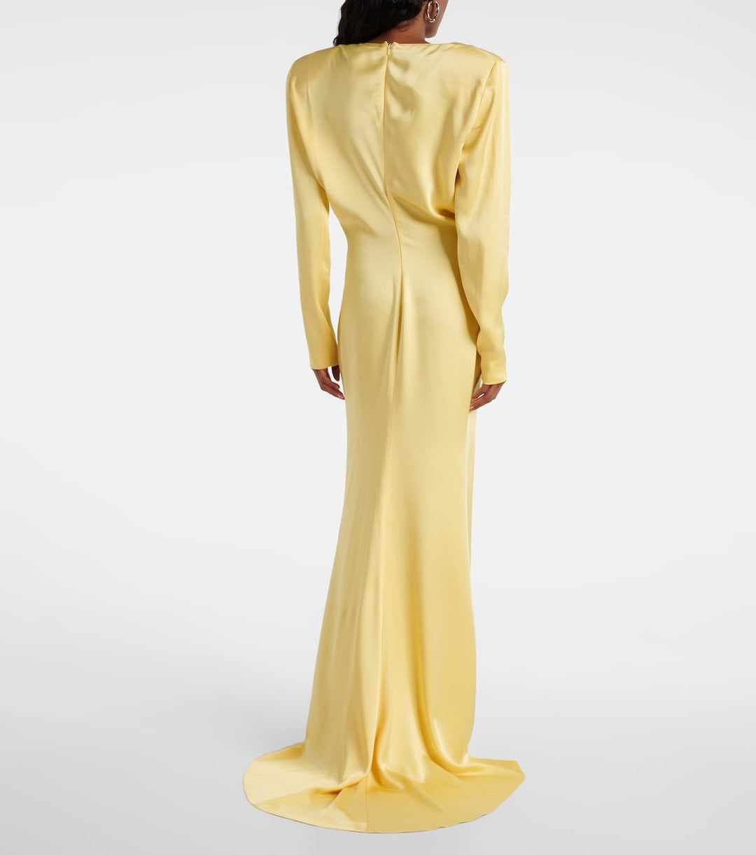 draped satin long-sleeve gown – SOLIENE