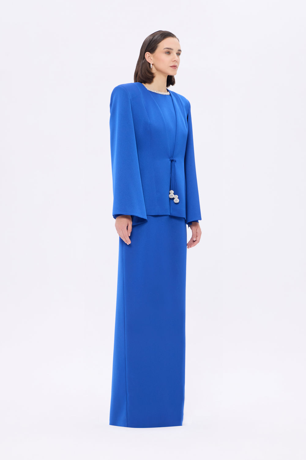 structured long jacket with column dress – LUMIÈRE