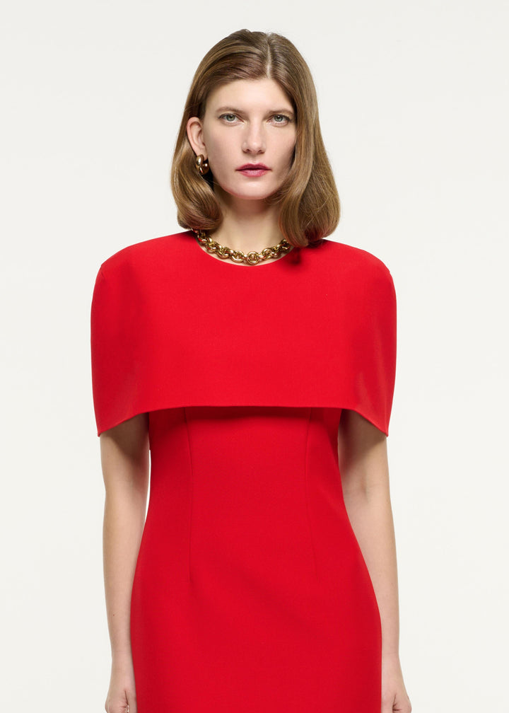 فستان متوسط ​​الطول بتصميم عباءة وقصة منظمة – فالنتيا**