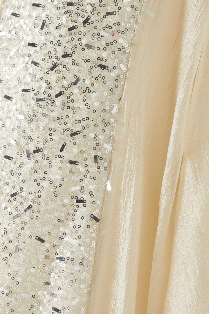 Sequin Column Maxi Dress with Sheer Cape Overlay – BLUSH