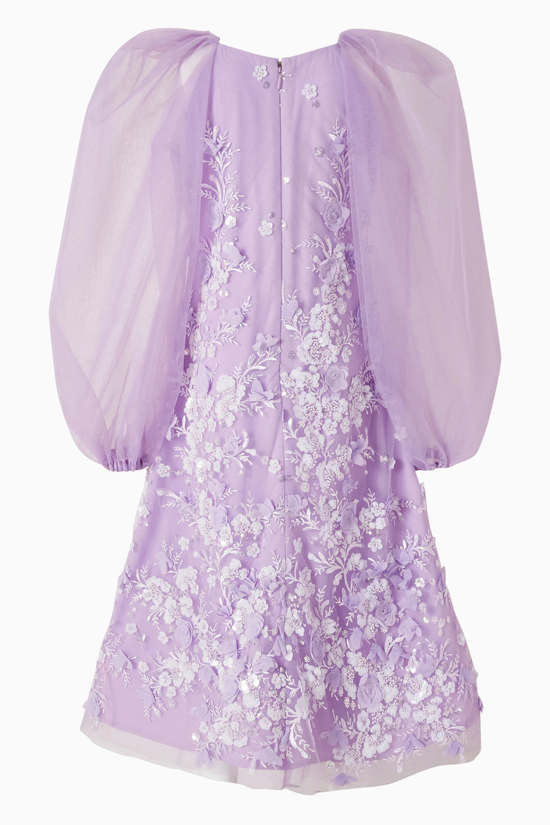 Embroidered Tulle Dress with Puff Sleeves – BLOOM