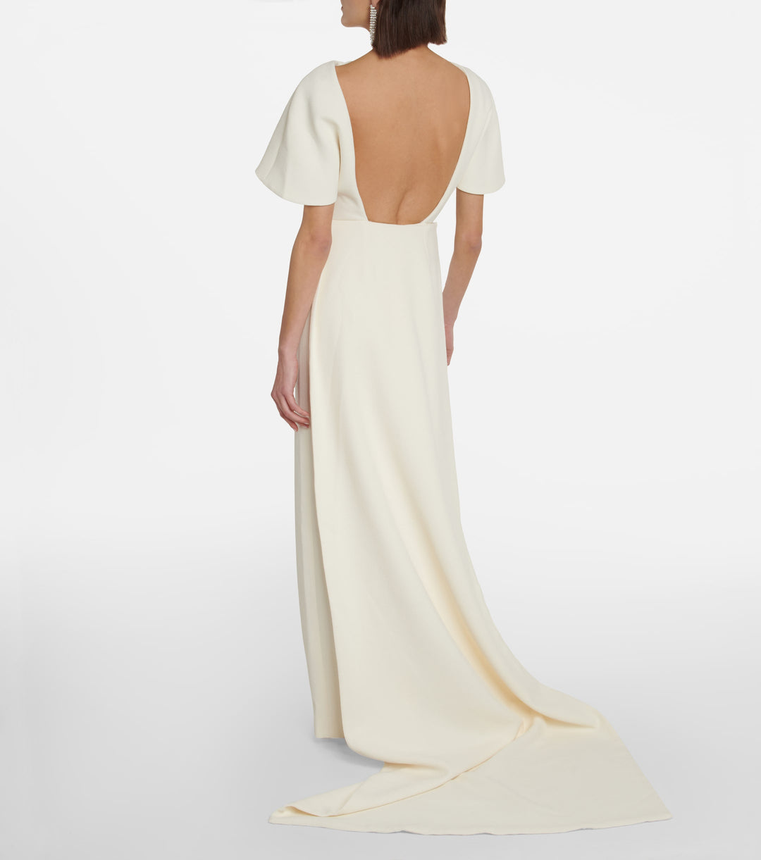 cape-shoulder gown with back slit – OCEANE