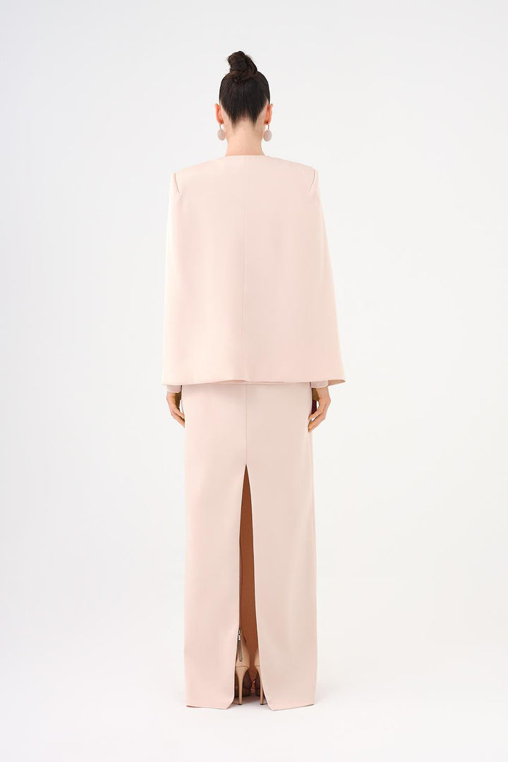 structured long jacket with column dress – LUMIÈRE