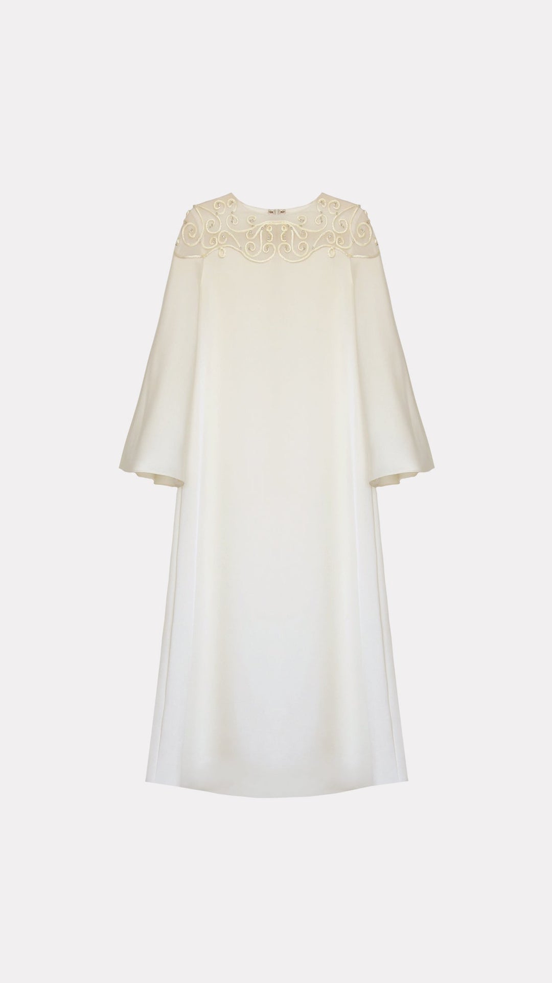 Embroidered Yoke Maxi Dress with Flared Sleeves – ELARA