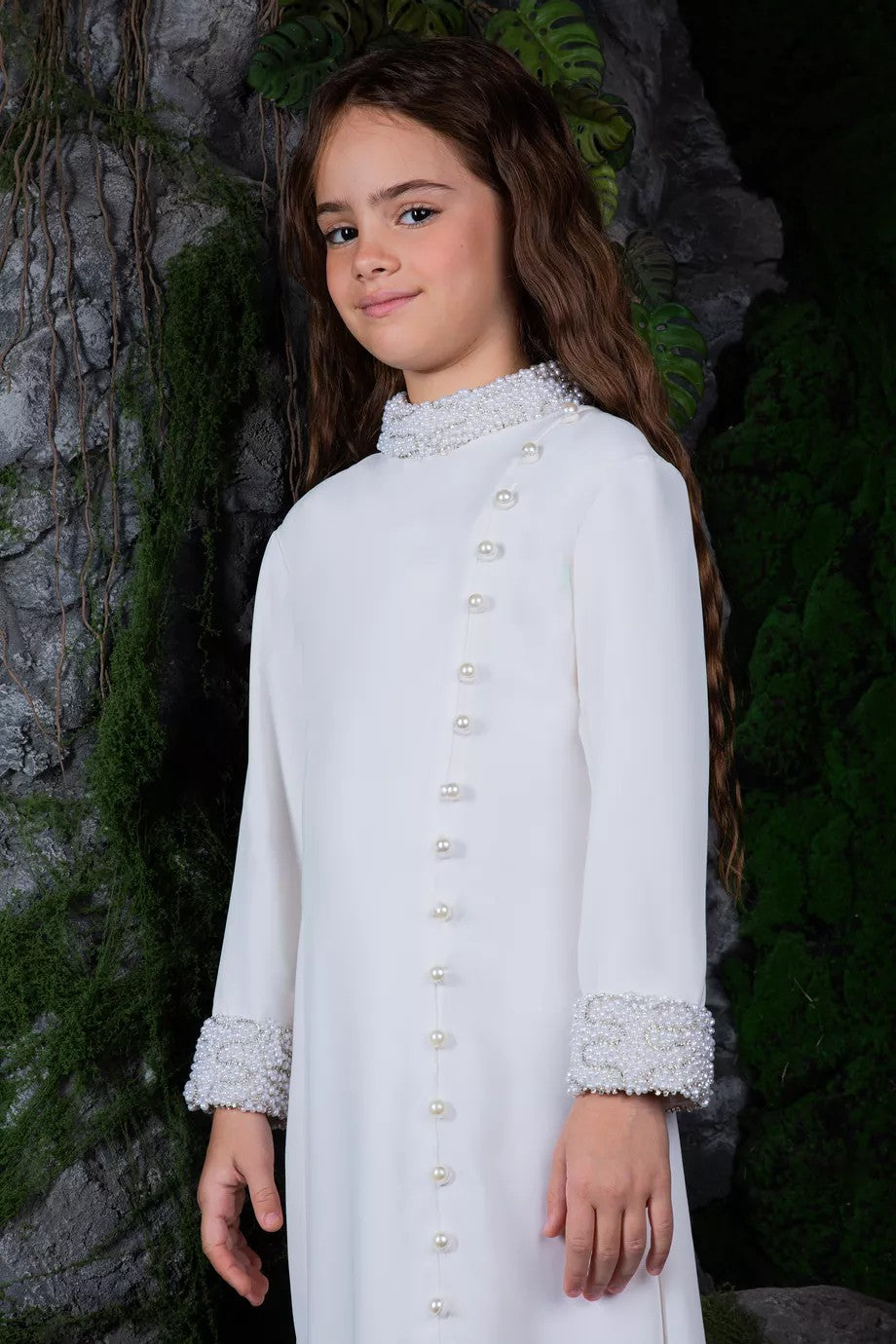 Long Sleeve Maxi Dress with Pearl Button Detail – GRACE