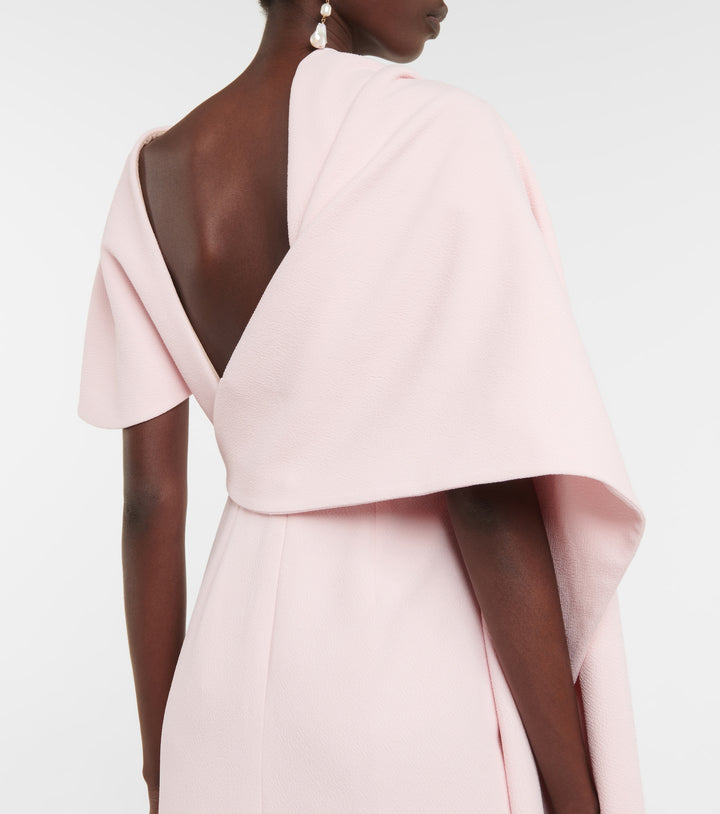 cape-shoulder gown with back slit – OCEANE