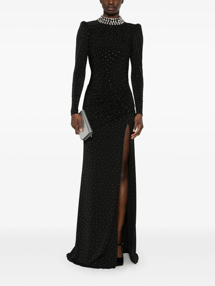 crystal-embellished gown with high slit – STELLARA