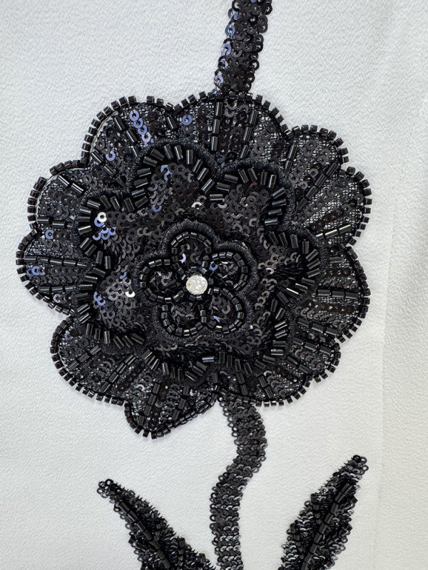 褶皱喇叭袖上衣和高腰裙套装，配腰带 – Rosiny 