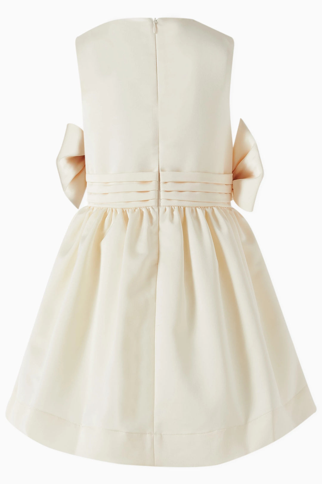 Sleeveless Pleated Bodice Dress with Statement Bows – BLUSH