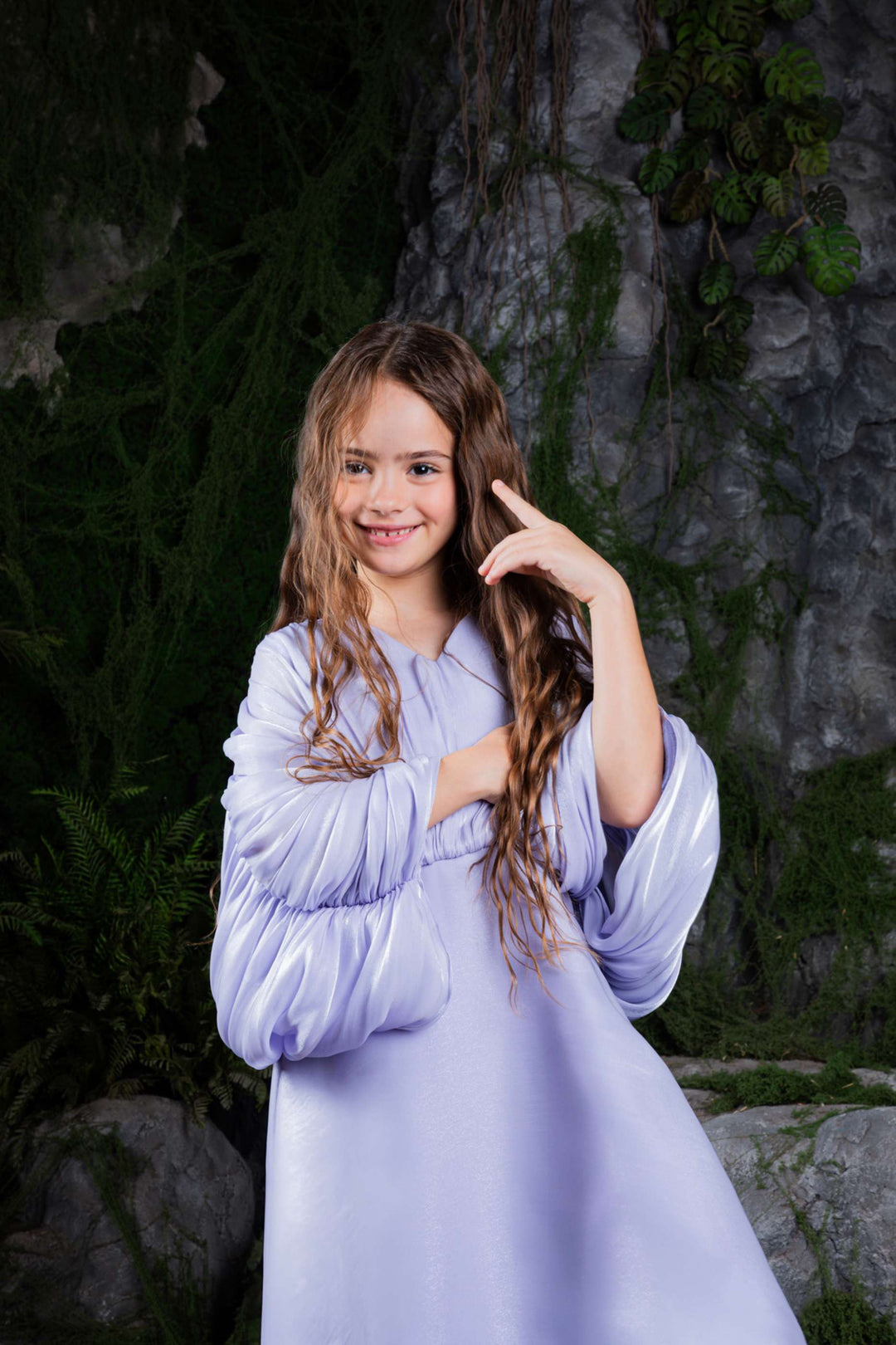 Draped Cape Maxi Dress with Soft Metallic Finish – ROSE