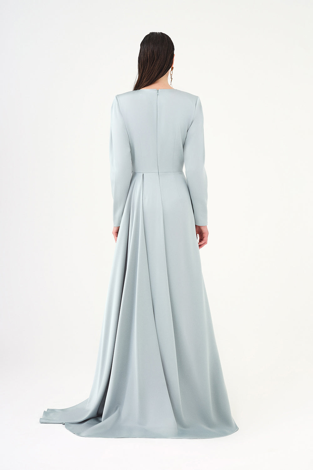 long-sleeve draped waist evening gown – ROSÉVA