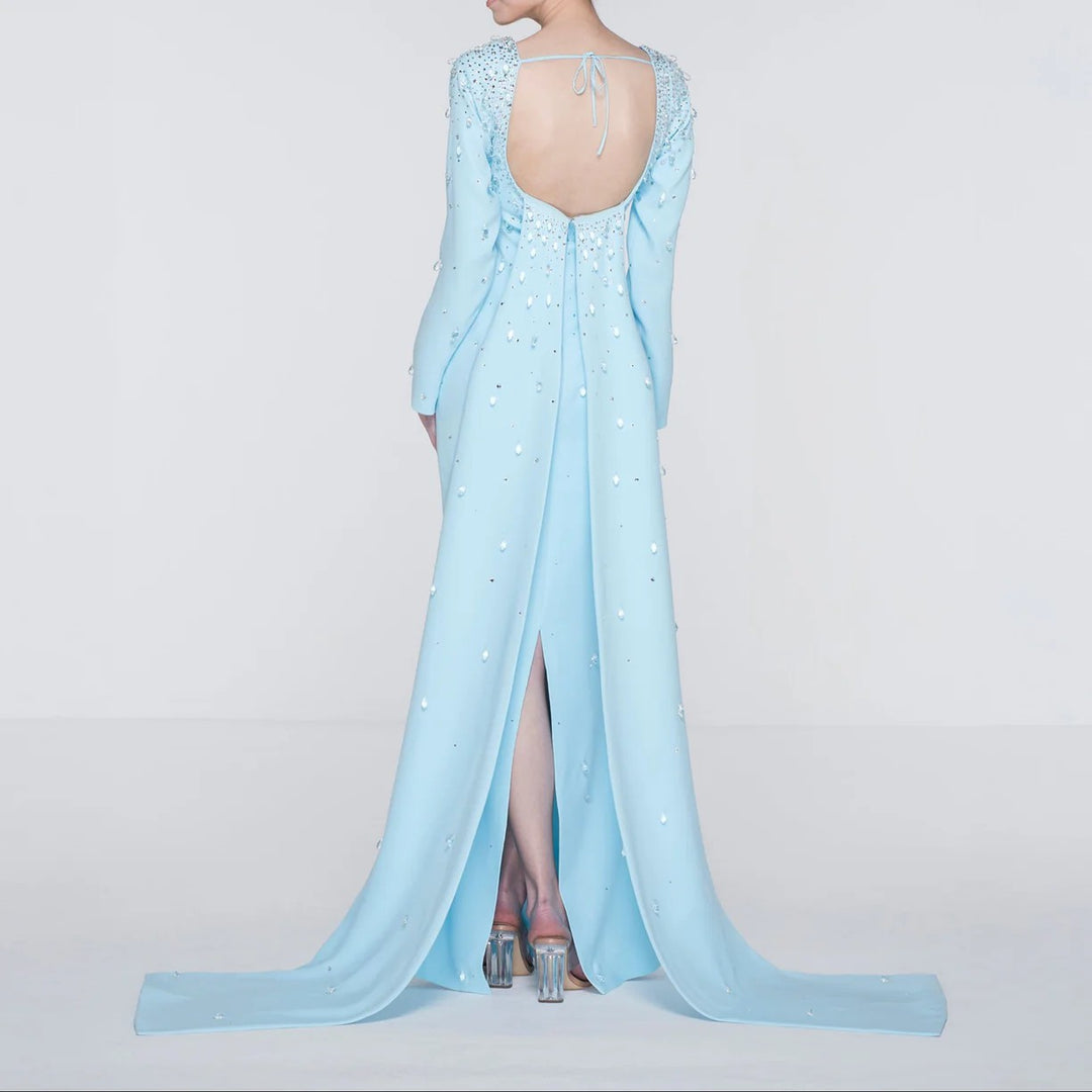 embellished long-sleeve gown with sweetheart illusion – ADELA