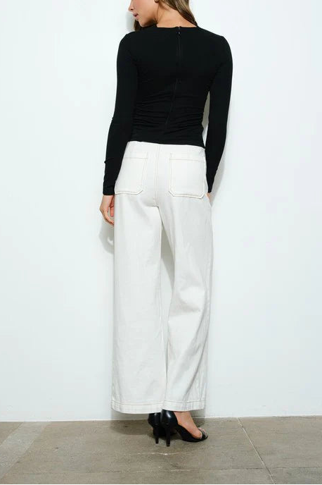 cutout wrap top with gold clasp detail – EMBRACE