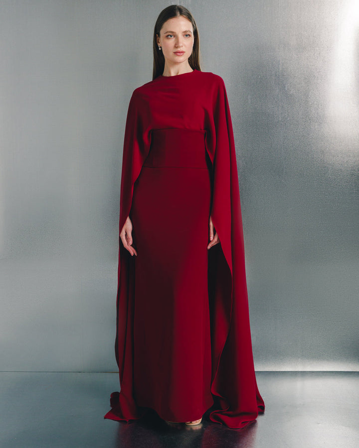 فستان سهرة عمودي بأكمام واسعة – كريمسونا