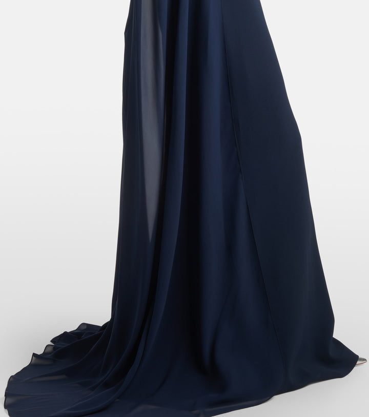 cape gown with sculpted floral shoulder – MAELLE