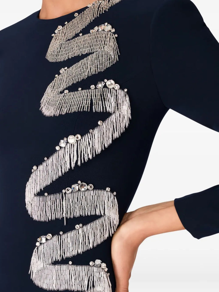 long-sleeve gown with cascading sequin ribbon – SAPPHIRE