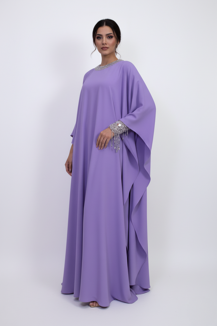 embellished lilac kaftan with crystal cuffs – ALYANA