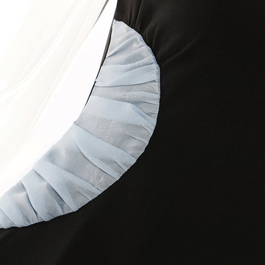 Flowy midi dress with soft pleated texture and feminine silhouette – ELORIA