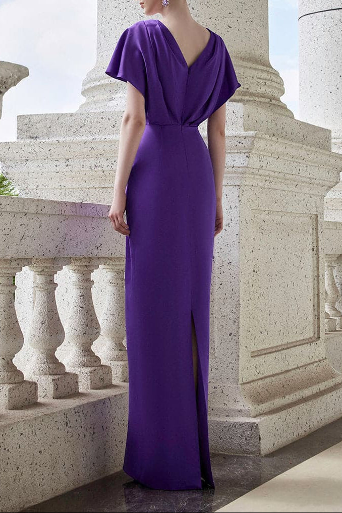draped V-neck gown with jeweled waist accent – AMETHYSTE
