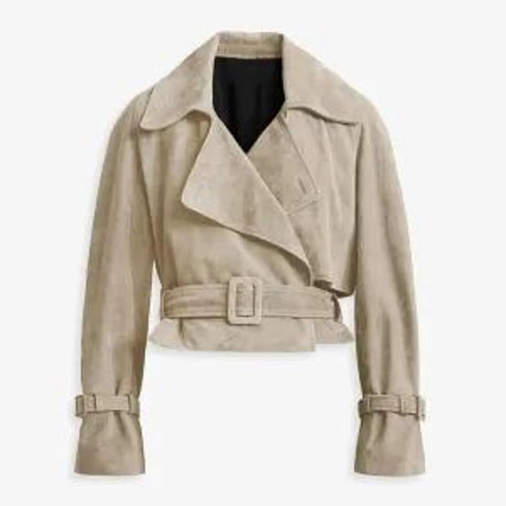 cropped trench jacket with belted waist – SIENNA